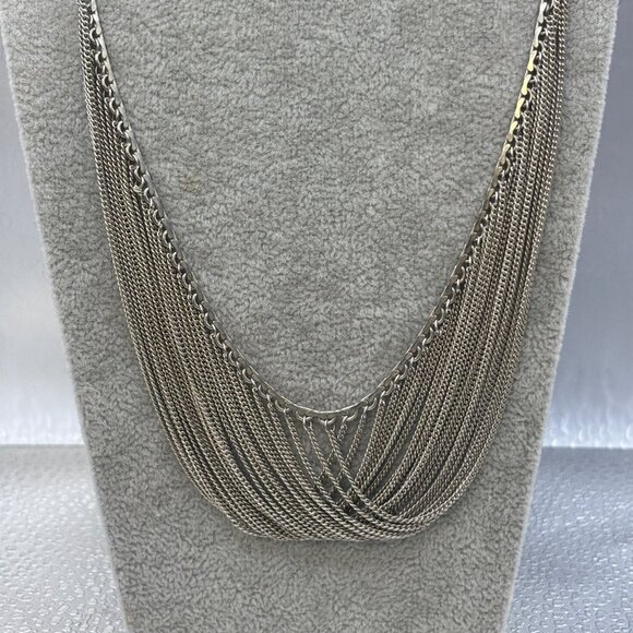 Intimate Silver-Tone Multi-Strand Draped Chain Necklace For Women Feminine - Picture 6 of 12